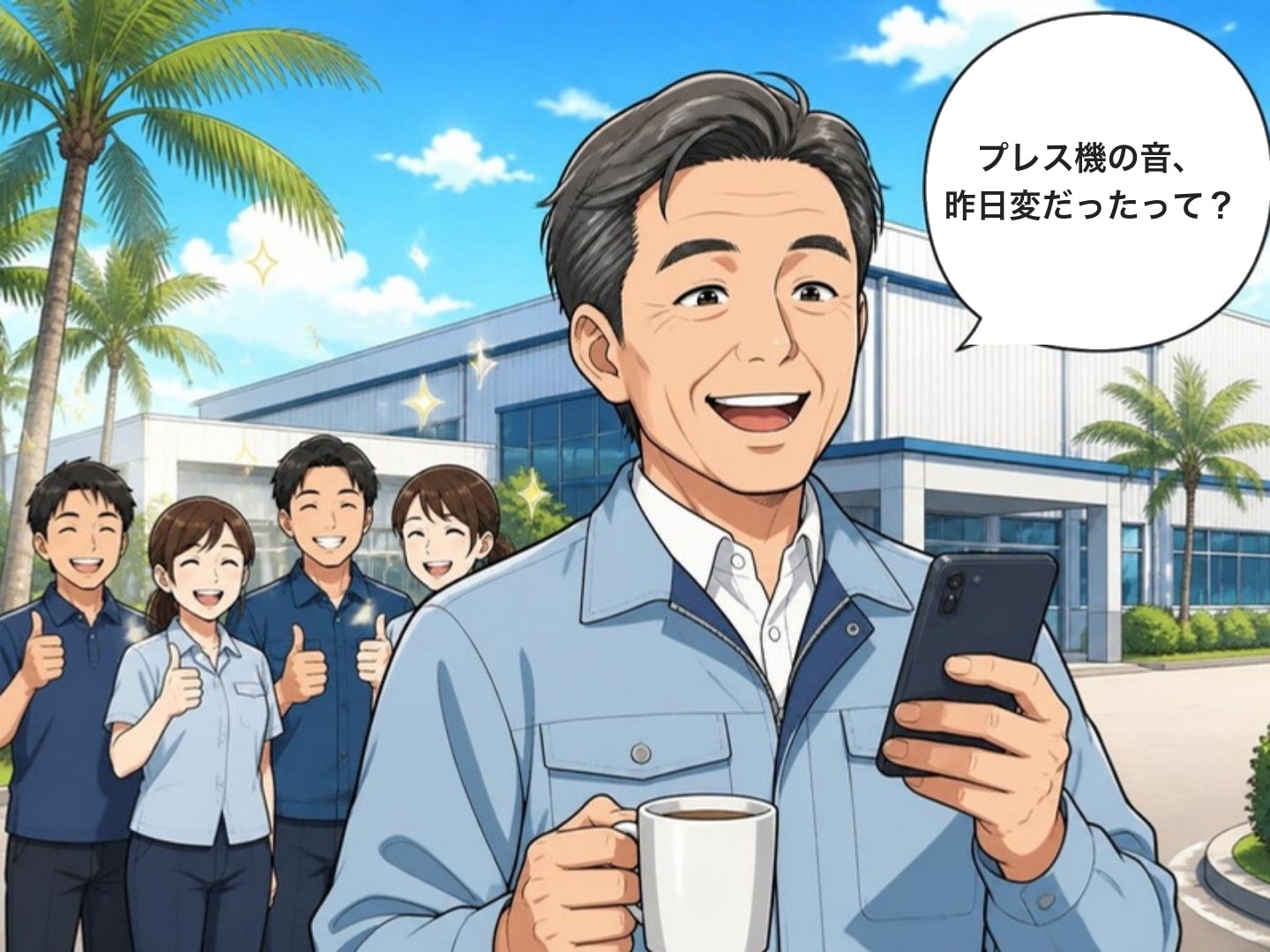 1コマ漫画:読まなくても届いてる、と笑う工場長
